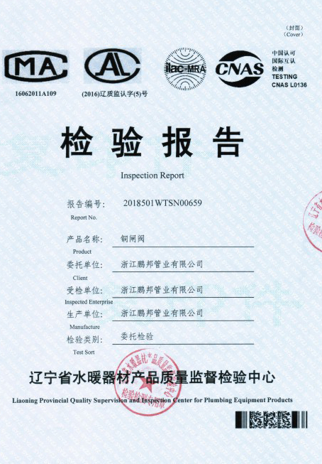銅閘閥檢驗(yàn)報(bào)告