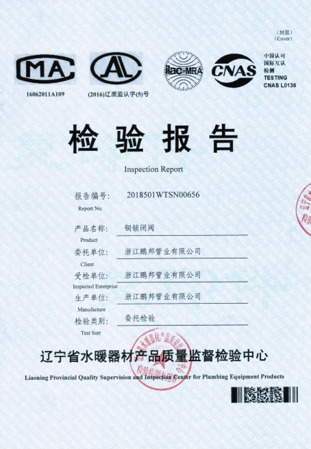 銅鎖閉閥檢驗報告